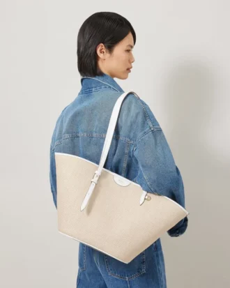 Korb-Tasche Weiß Raffia Damen