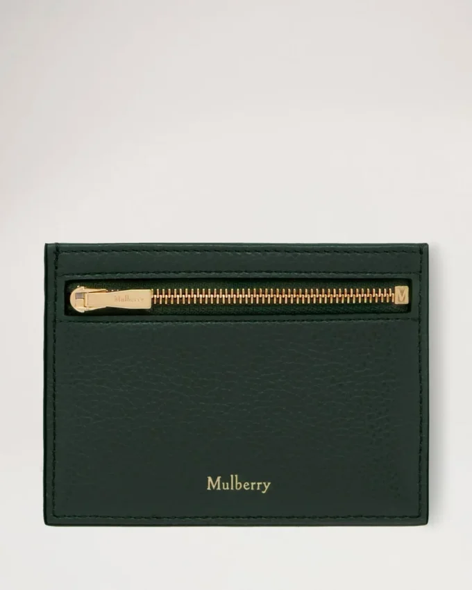 Kreditkartenetui mit Reißverschluss, Mulberry Green, klein, klassisches Narbungsmuster Kreditkartenetui mit Reißverschluss, Mulberry Green, klein, klassisches Narbungsmuster