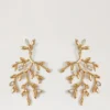 Lange Ohrringe mit Mulberry-Motiv, Gold, Materialmix Lange Ohrringe mit Mulberry-Motiv, Gold, Materialmix