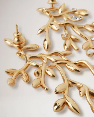 Lange Ohrringe mit Mulberry-Motiv, Gold, Materialmix Lange Ohrringe mit Mulberry-Motiv, Gold, Materialmix