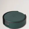 Leather Coaster Set aus mulberrygreen Kalbsleder Leather Coaster Set aus mulberrygreen Kalbsleder