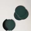 Leather Coaster Set aus mulberrygreen Kalbsleder Leather Coaster Set aus mulberrygreen Kalbsleder