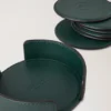 Leather Coaster Set aus mulberrygreen Kalbsleder Leather Coaster Set aus mulberrygreen Kalbsleder