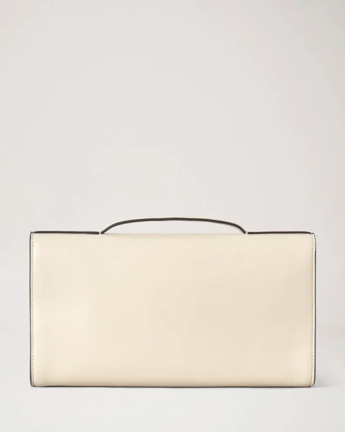 Lily Clutch in Eierschalenfarbe, butterweiches Nappaleder, Damen