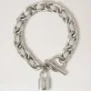Lily Leder-Kettenarmband, klein, hellgraues, Silky Calf-Leder & versilberter Edelstahl Lily Leder-Kettenarmband, klein, hellgraues, Silky Calf-Leder & versilberter Edelstahl