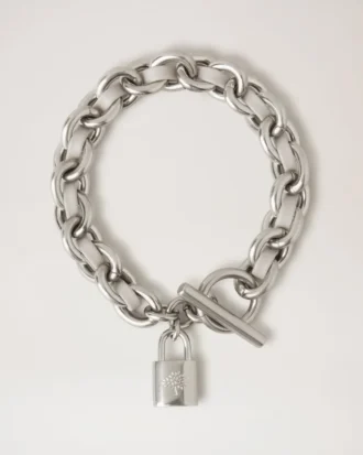 Lily Leder-Kettenarmband, klein, hellgraues, Silky Calf-Leder & versilberter Edelstahl