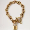 Lily Leder-Kettenarmband, klein, Maple-Leather & Metall