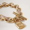 Lily Leder-Kettenarmband, klein, Maple-Leather & Metall