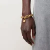 Lily Leder-Kettenarmband, klein, Maple-Leather & Metall
