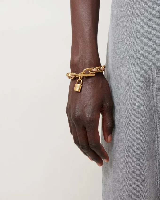Lily Leder-Kettenarmband, klein, Maple-Leather & Metall