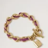 Lily Leder-Kettenarmband Medium Orchid Bloom Small Klassische Narbung & versilberter Edelstahl Lily Leder-Kettenarmband Medium Orchid Bloom Small Klassische Narbung & versilberter Edelstahl