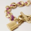 Lily Leder-Kettenarmband Medium Orchid Bloom Small Klassische Narbung & versilberter Edelstahl Lily Leder-Kettenarmband Medium Orchid Bloom Small Klassische Narbung & versilberter Edelstahl