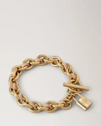 Lily Leder-Kettenarmband Small Crumpet  Small Classic Grain & plattierter Edelstahl