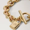 Lily Leder-Kettenarmband Small Crumpet Small Classic Grain & plattierter Edelstahl Lily Leder-Kettenarmband Small Crumpet Small Classic Grain & plattierter Edelstahl