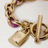 Lily Leder-Kettenarmband Small Orchid Bloom Small Klassische Narbung & versilberter Edelstahl Lily Leder-Kettenarmband Small Orchid Bloom Small Klassische Narbung & versilberter Edelstahl