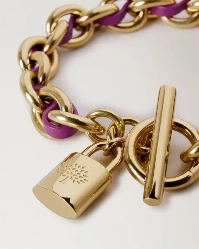 Lily Leder-Kettenarmband Small Orchid Bloom Small Klassische Narbung & versilberter Edelstahl Lily Leder-Kettenarmband Small Orchid Bloom Small Klassische Narbung & versilberter Edelstahl