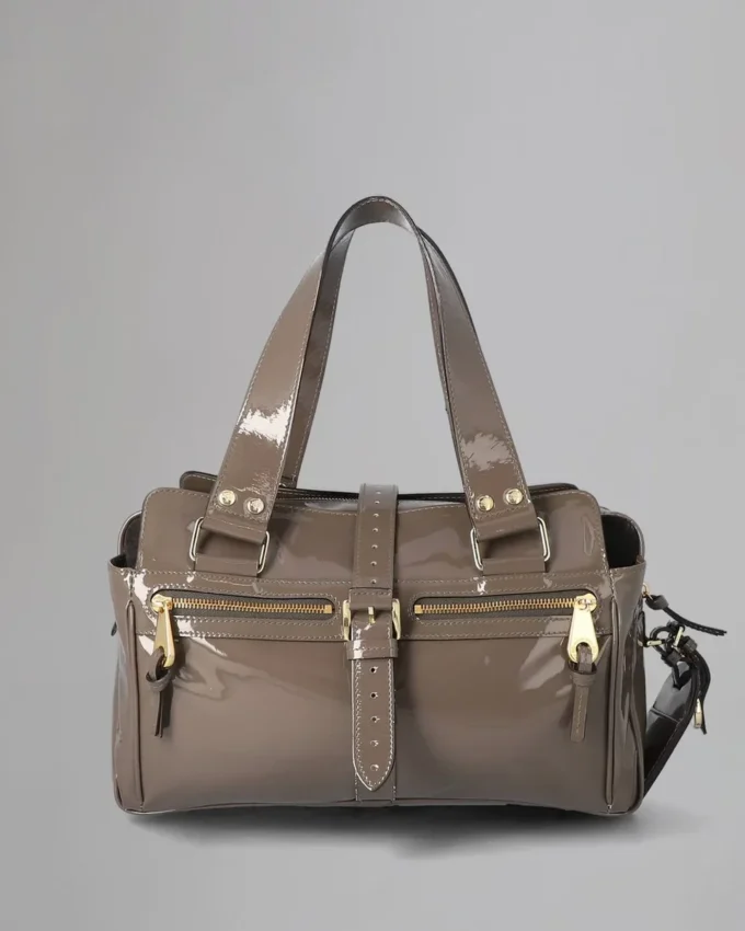 Mabel Gebrauchte graue Lackleder-Taschen