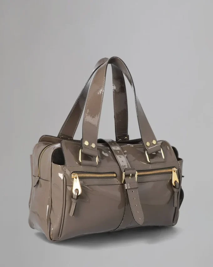 Mabel Gebrauchte graue Lackleder-Taschen