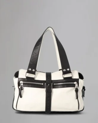 Mabel Secondhand Weiß & Schwarz Leicht genarbte Secondhand-Taschen