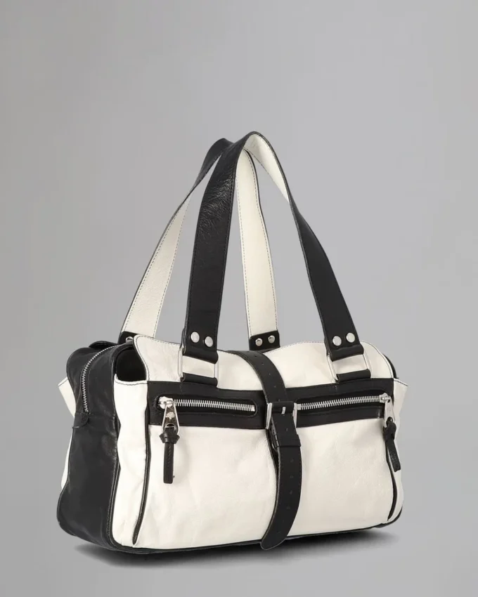 Mabel Secondhand Weiß & Schwarz Leicht genarbte Secondhand-Taschen