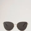 Maisie Sonnenbrille Gold & Dunkelgrau Metall-Sonnenbrille
