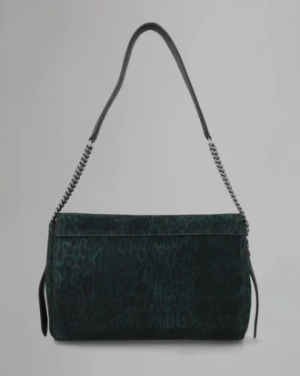 Medium Lily Top Handle Secondhand Mulberry Green & Schwarz Leoparden-Wildleder