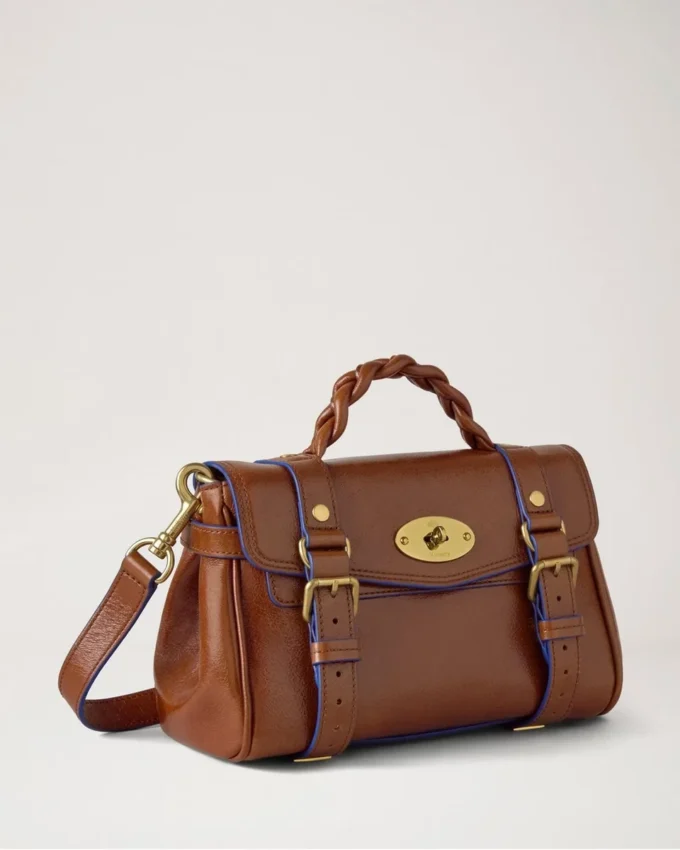 Mini Alexa Eiche & Pigmentblau Glattes, glänzendes Leder Mini Alexa Eiche & Pigmentblau Glattes, glänzendes Leder