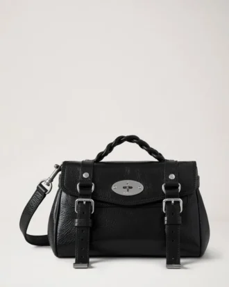 Mini Alexa Schwarz Hochglanz-Leder-Taschen