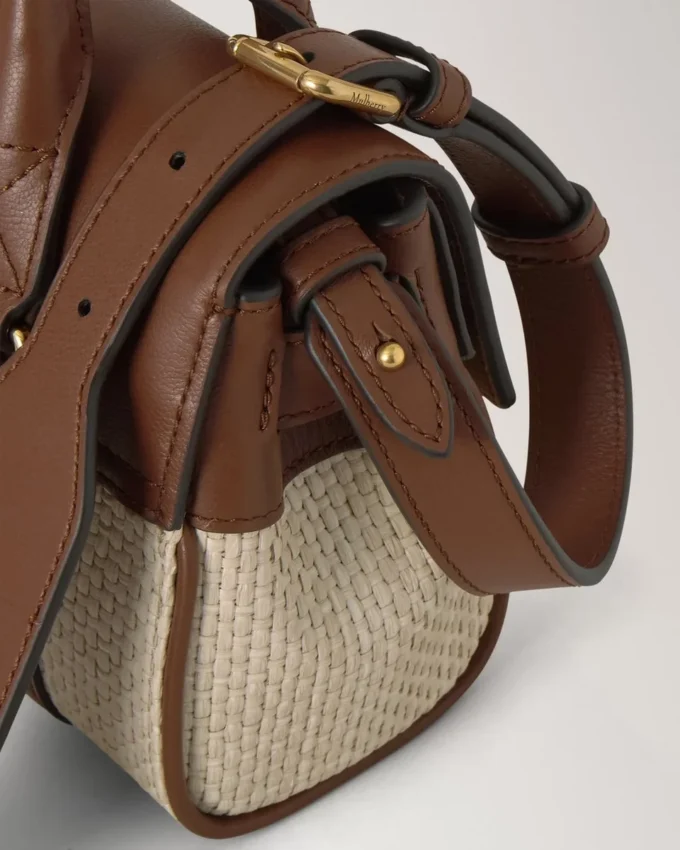 Mini Bayswater Ecru & Helle Eiche Raffia & Lederbesatz Mini Bayswater Ecru & Helle Eiche Raffia & Lederbesatz