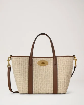 Mini Bayswater Tote Ecru & Bright Oak Raffia & Lederbesatz Mini Bayswater Tote Ecru & Bright Oak Raffia & Lederbesatz