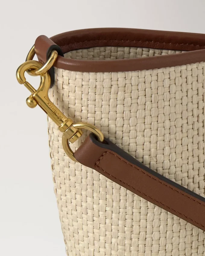Mini Bayswater Tote Ecru & Bright Oak Raffia & Lederbesatz