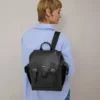 Mini Heritage Rucksack Schwarz Klein Klassische Narbung