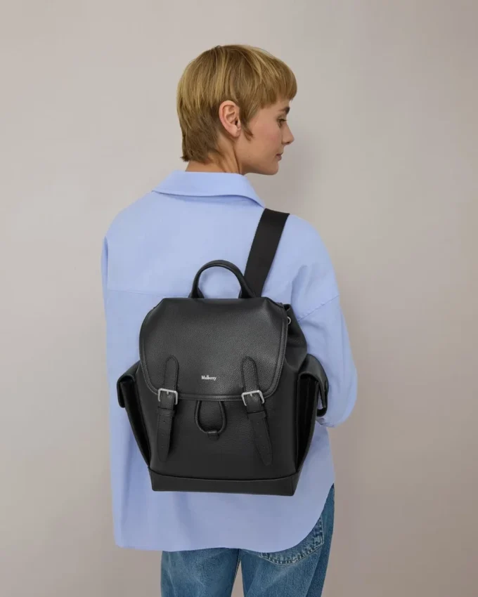 Mini Heritage Rucksack Schwarz Klein Klassische Narbung