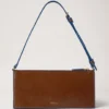 Mini Roxanne Umhängetasche Eiche & Pigmentblau Glattes, glänzendes Leder