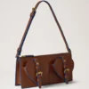 Mini Roxanne Umhängetasche Eiche & Pigmentblau Glattes, glänzendes Leder