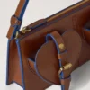 Mini Roxanne Umhängetasche Eiche & Pigmentblau Glattes, glänzendes Leder