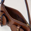 Mini Roxanne Umhängetasche Eiche & Pigmentblau Glattes, glänzendes Leder