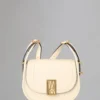 Mini Sadie Satchel Secondhand-Tasche aus eierschalenfarbenem, hochglänzendem Leder