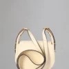 Mini Sadie Satchel Secondhand-Tasche aus eierschalenfarbenem, hochglänzendem Leder