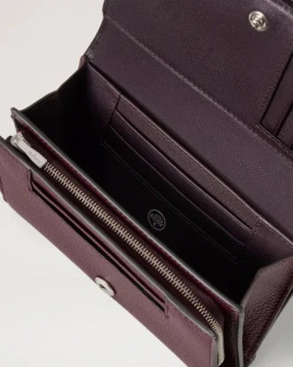 Mittlere französische Geldbörse in Schwarz-Kirsche, kleine klassische Narbung