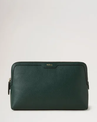 Mittlere Kosmetiktasche in Mulberry Green, kleine klassische Narbung