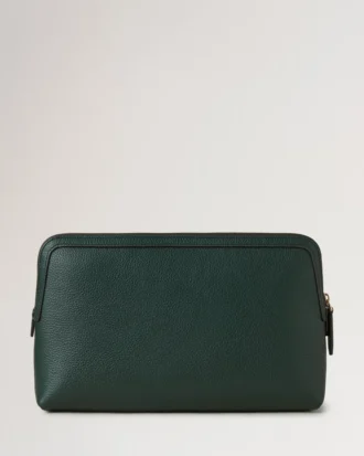 Mittlere Kosmetiktasche in Mulberry Green, kleine klassische Narbung