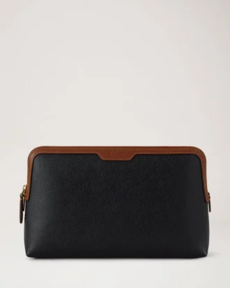 Mittlere Kosmetiktasche Schwarz & Cognac Bio-basiertes Scotchgrain