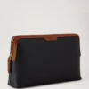 Mittlere Kosmetiktasche Schwarz & Cognac Bio-basiertes Scotchgrain Mittlere Kosmetiktasche Schwarz & Cognac Bio-basiertes Scotchgrain