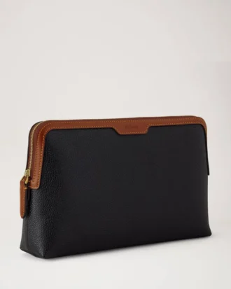 Mittlere Kosmetiktasche Schwarz & Cognac Bio-basiertes Scotchgrain