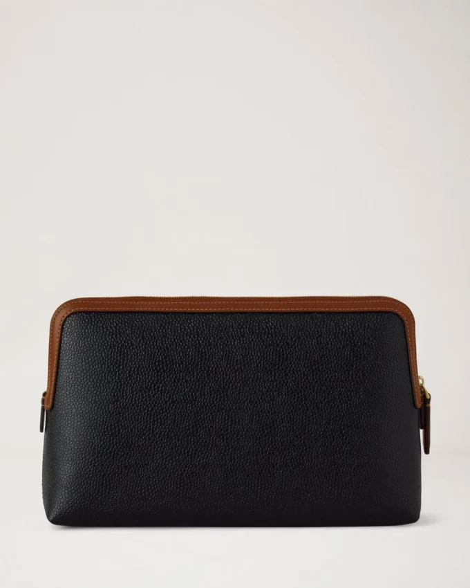 Mittlere Kosmetiktasche Schwarz & Cognac Bio-basiertes Scotchgrain Mittlere Kosmetiktasche Schwarz & Cognac Bio-basiertes Scotchgrain