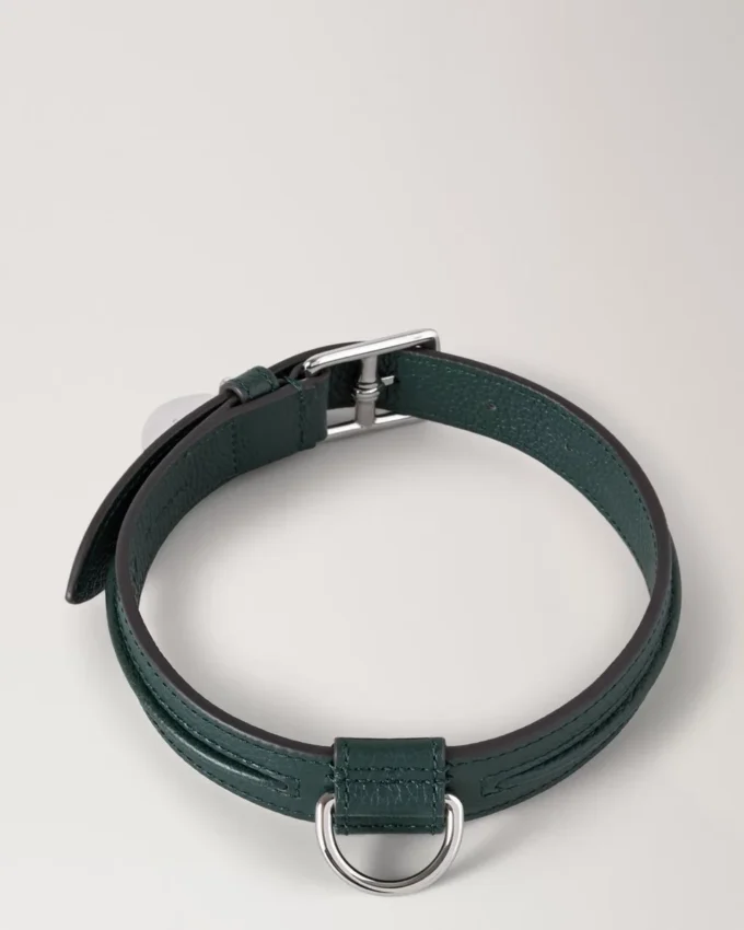 Mittleres Hundehalsband aus Leder, Mulberry Green, kleine klassische Narbung Mittleres Hundehalsband aus Leder, Mulberry Green, kleine klassische Narbung