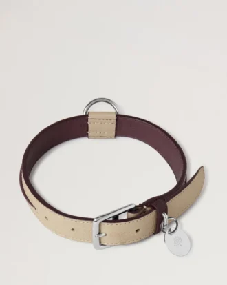 Mittleres Lederhalsband Dune & Oxblood Small Classic Grain Mittleres Lederhalsband Dune & Oxblood Small Classic Grain