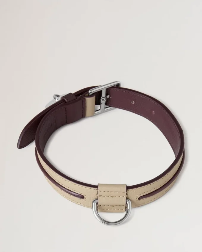 Mittleres Lederhalsband Dune & Oxblood Small Classic Grain Mittleres Lederhalsband Dune & Oxblood Small Classic Grain