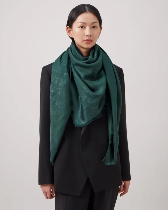 Mulberry-Baum-Schal Mulberry Green Baumwoll-Seiden-Mischung Mulberry-Baum-Schal Mulberry Green Baumwoll-Seiden-Mischung